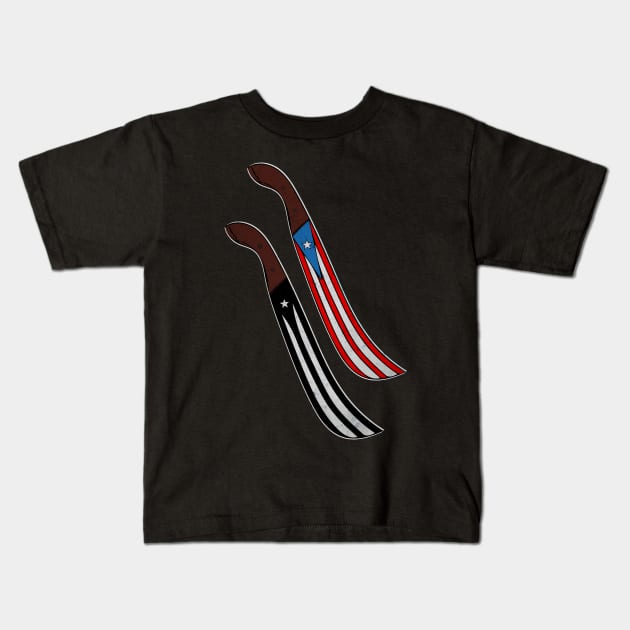 Puerto Rico Machete Flags Kids T-Shirt by SoLunAgua